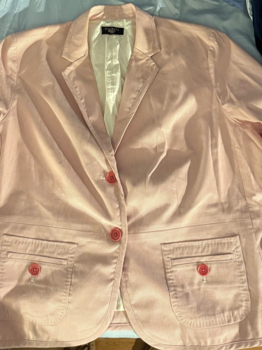Talbots Light Pink Women's Blazer with Coral Buttons